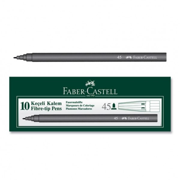 KEÇELİ KALEM FABER CASTELL 45 SİYAH 10'LU