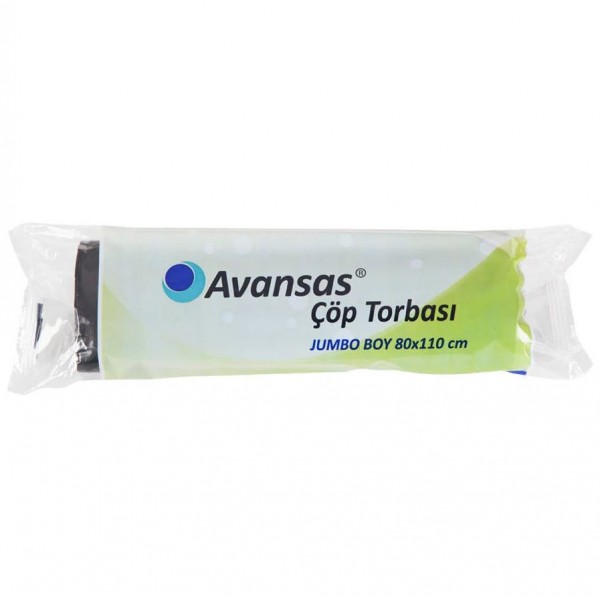 AVANSAS JUMBO BOY ÇÖP TORBASI 80X110 SİYAH - KALIN