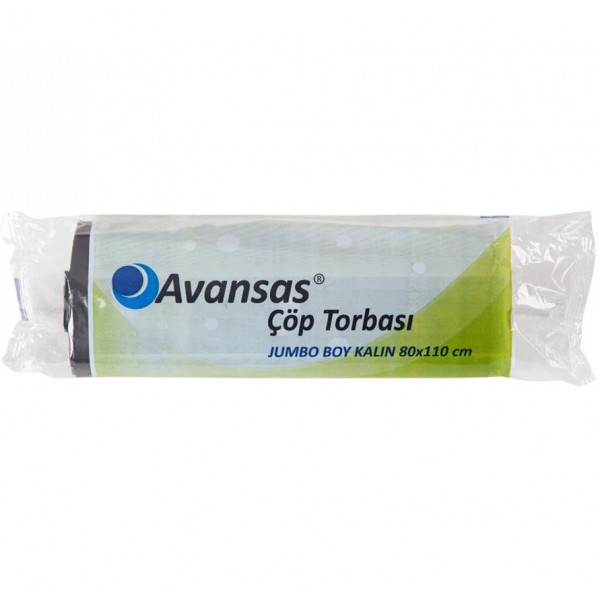 AVANSAS JUMBO BOY ÇÖP TORBASI 80X110 SİYAH - KALIN